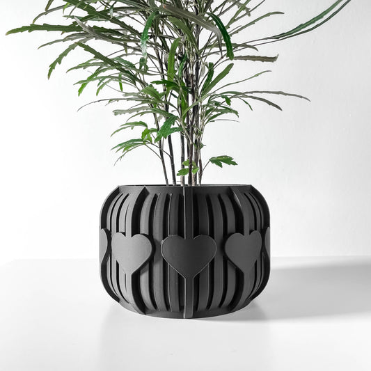 Kalp Desenli Modern Saksı